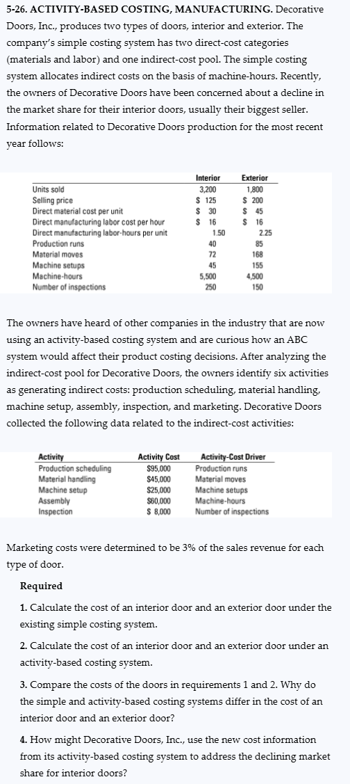 5 - 2 6 . ACTIVITY - BASED COSTING,