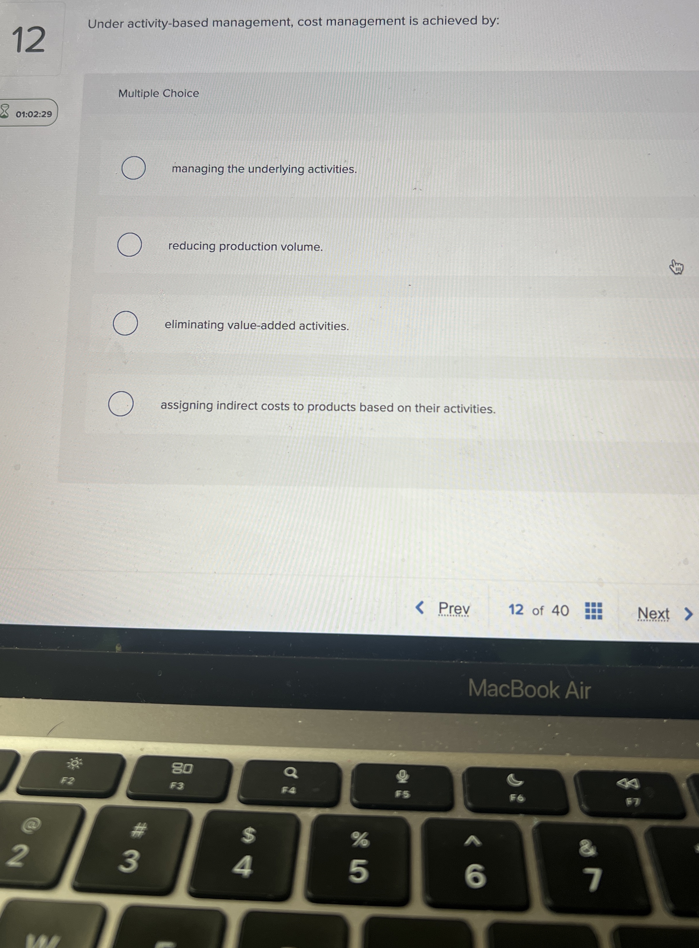 1 2 Under activity - based management, cost