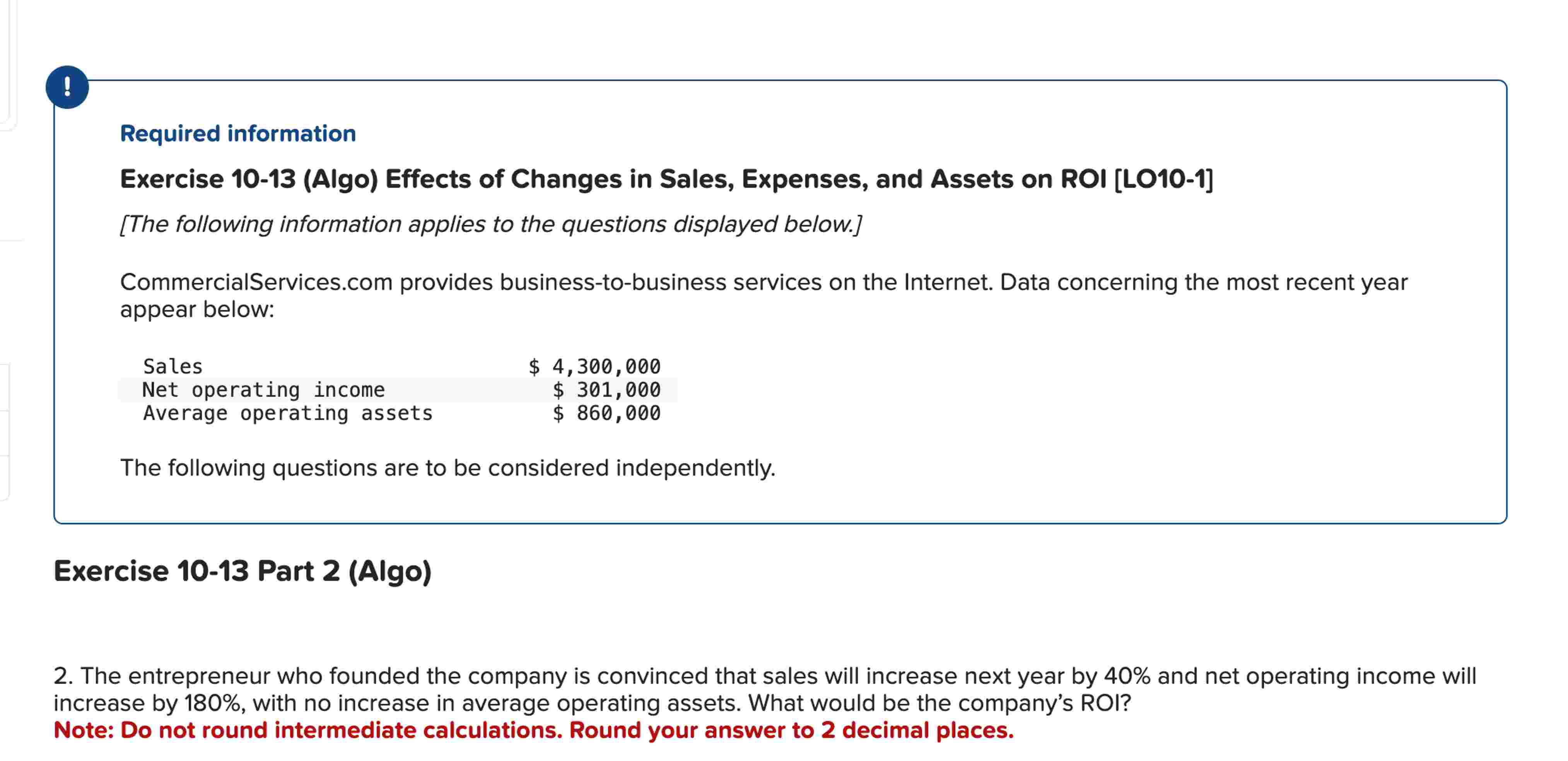 Required information Exercise 1 0 - 1 3 ( Algo )