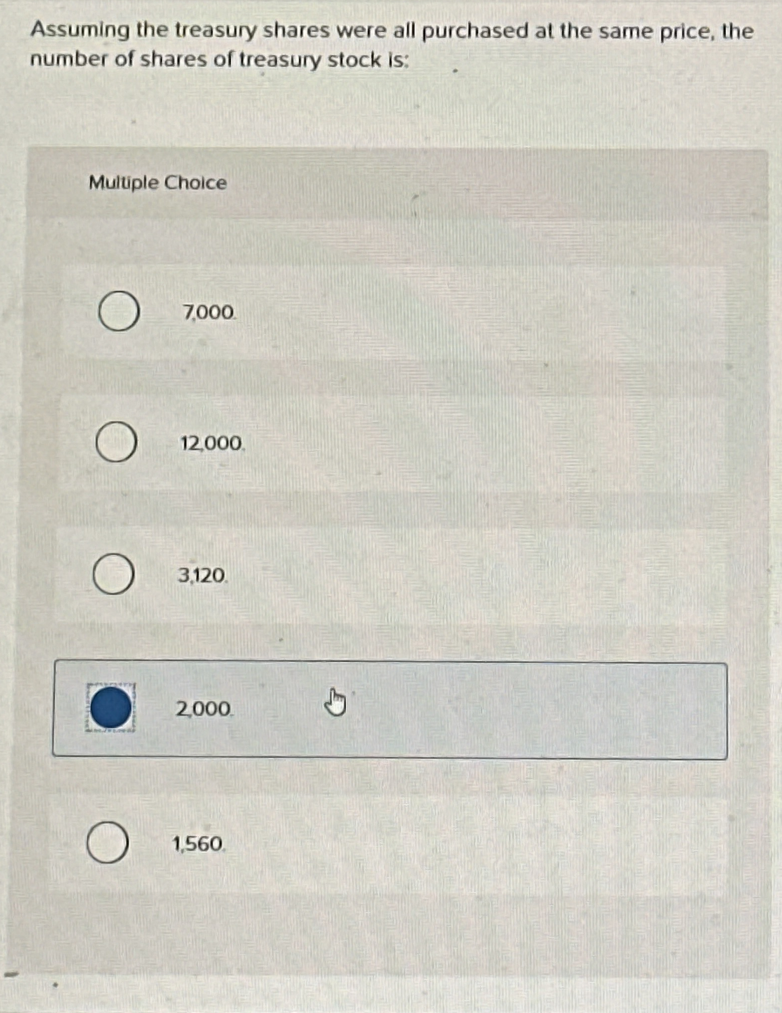 Assuming the treasury shares were all purchased