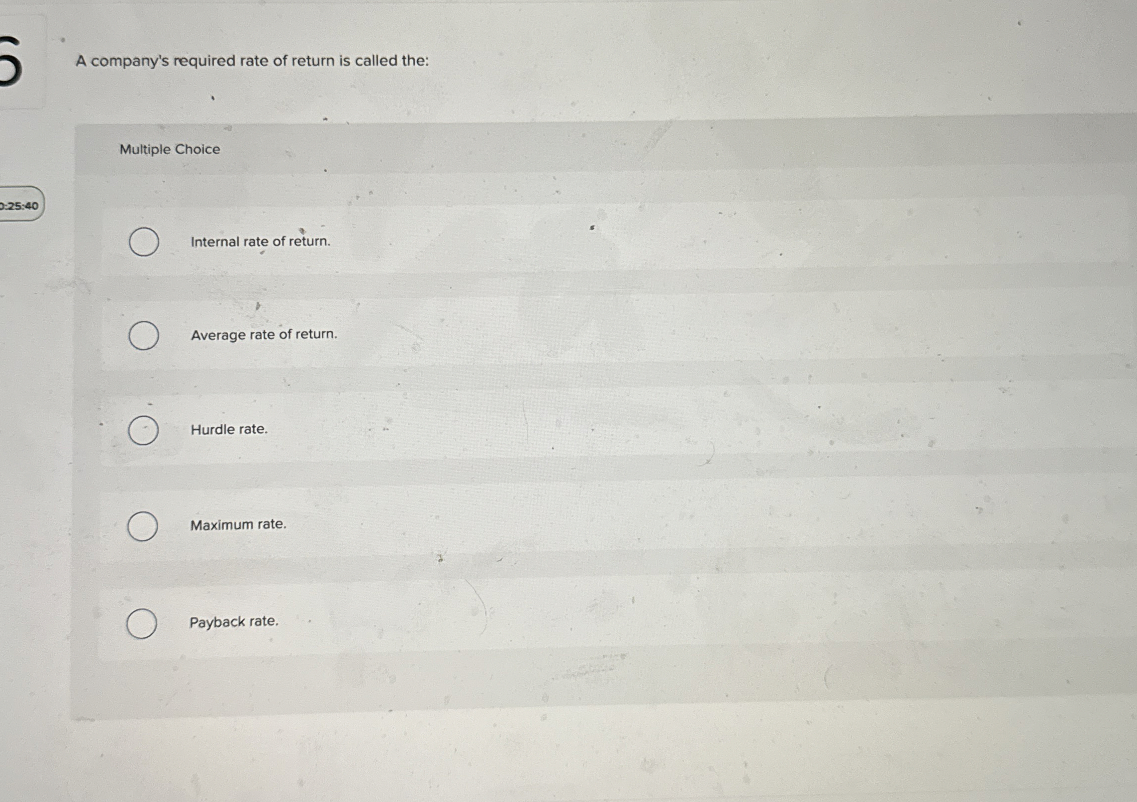 A company's required rate of return is called