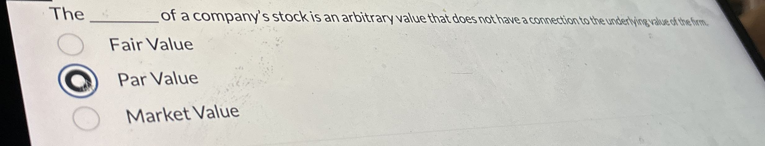 The q , of a company's stock is an arbitrary
