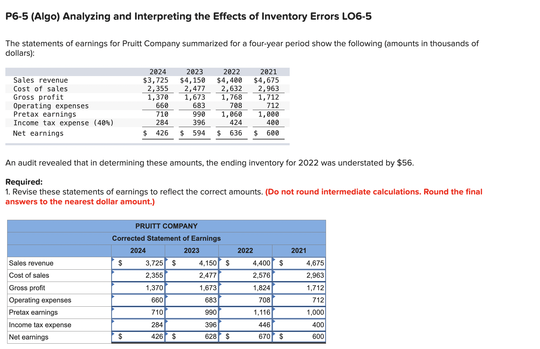 P 6 - 5 ( Algo ) Analyzing and Interpreting the