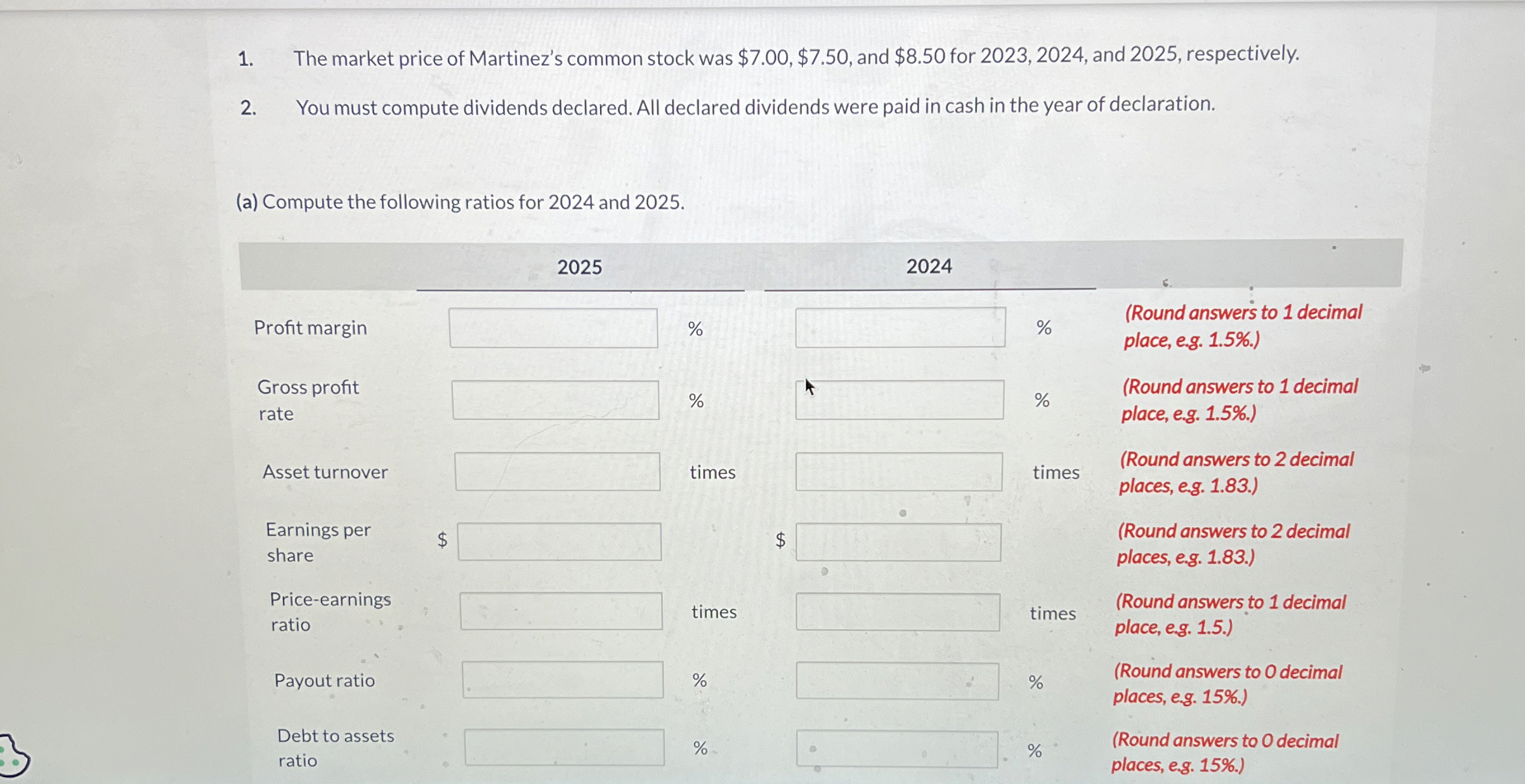 \ table [ [ Martinez Corporation Balance Sheets