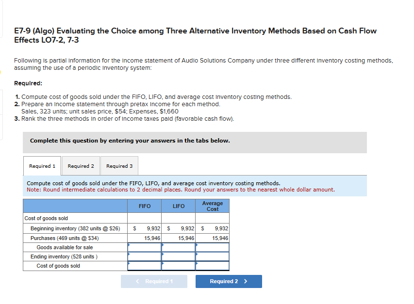 Solve this question please E 7 - 9 ( Algo )