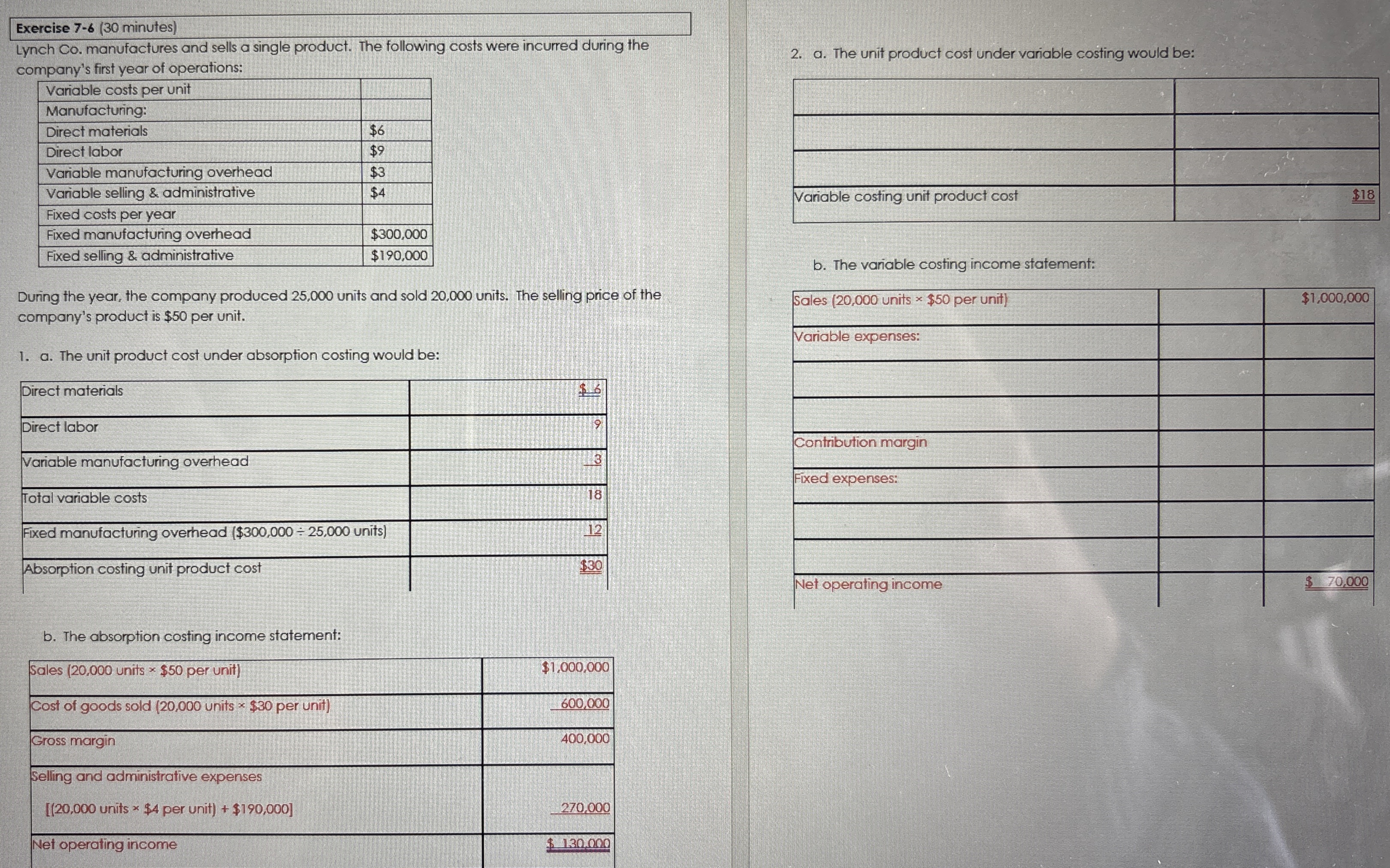 Exercise 7 - 6 ( 3 0 minutes ) Lynch Co .