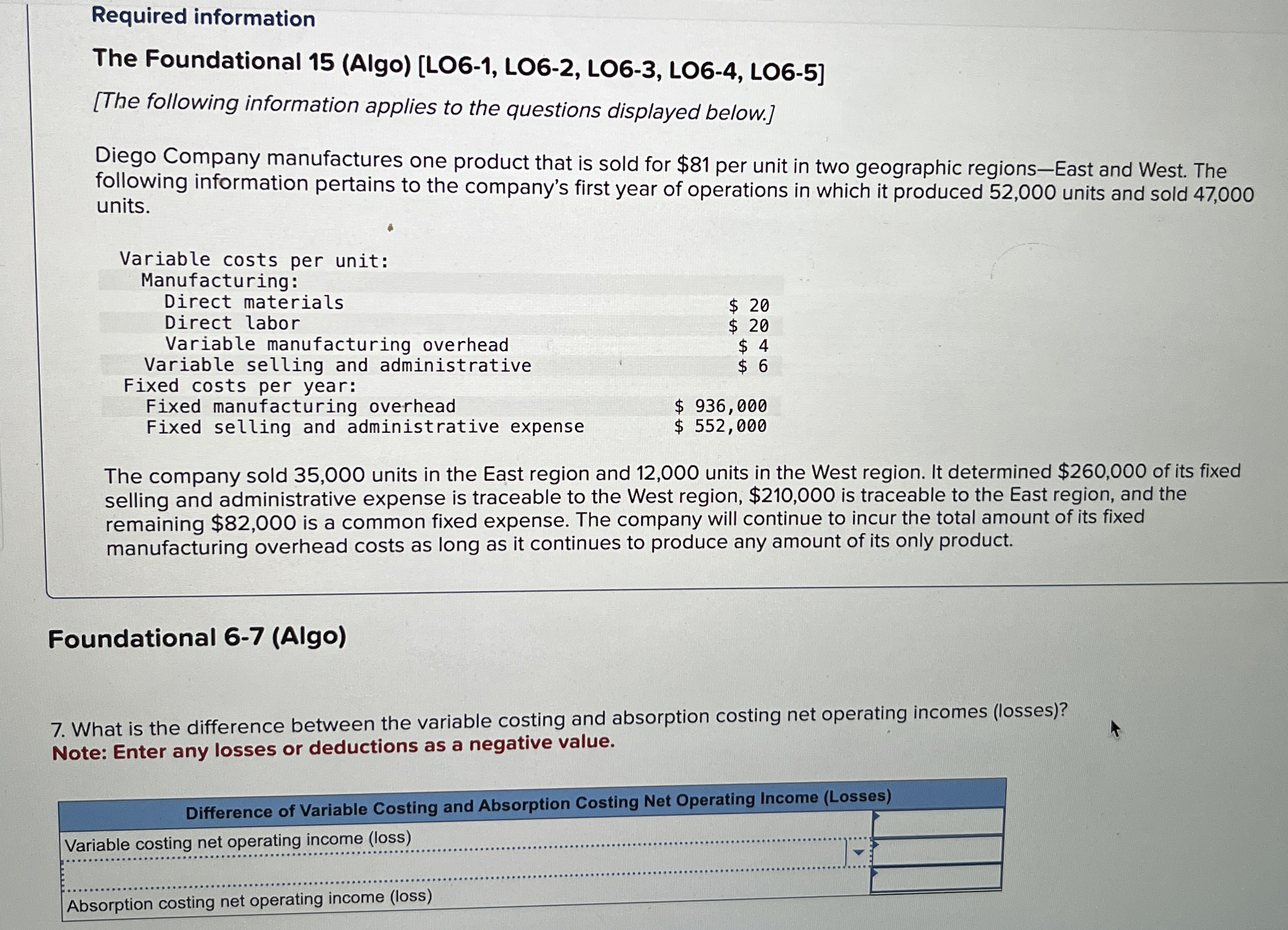 Required information The Foundational 1 5 ( Algo