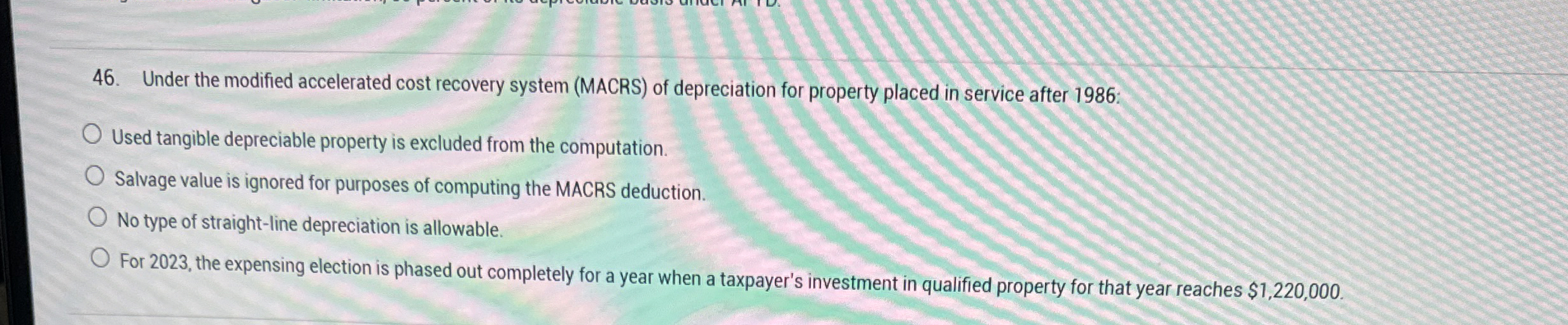 Under the modified accelerated cost recovery