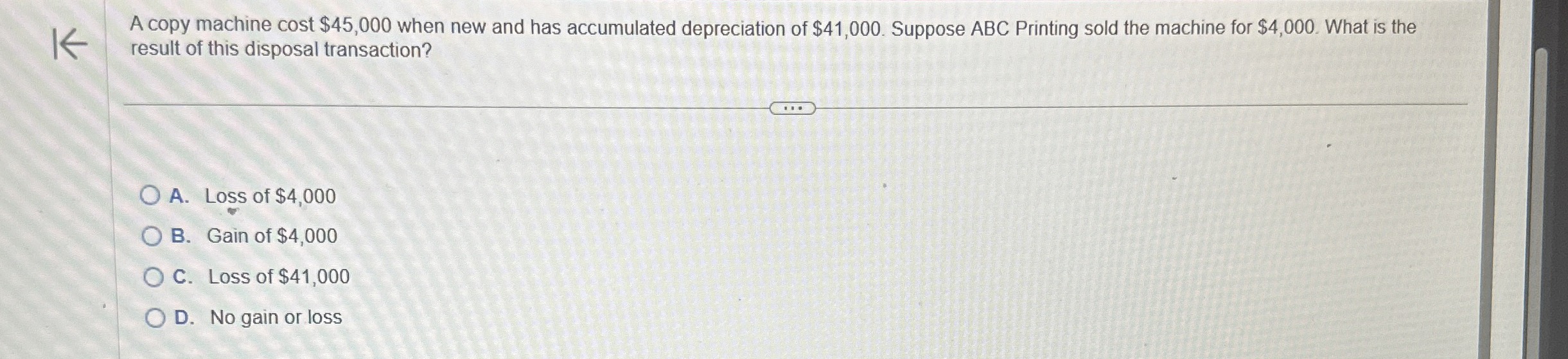 A copy machine cost $ 4 5 , 0 0 0 when new and