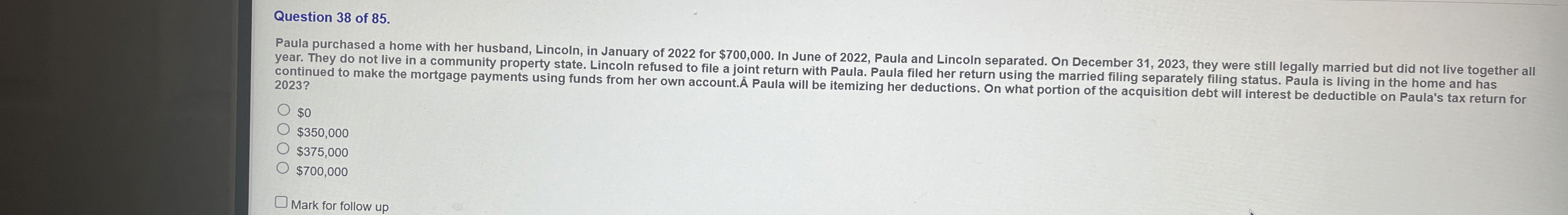Question 3 8 of 8 5 Paula purchased a home with