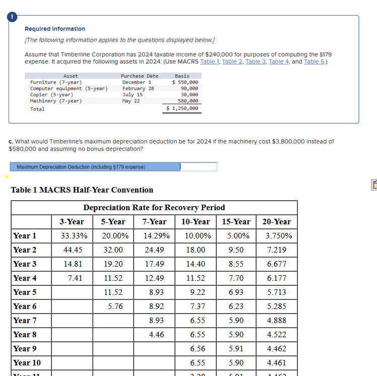 Assume that Timberline Corporation has 2 0 2 4