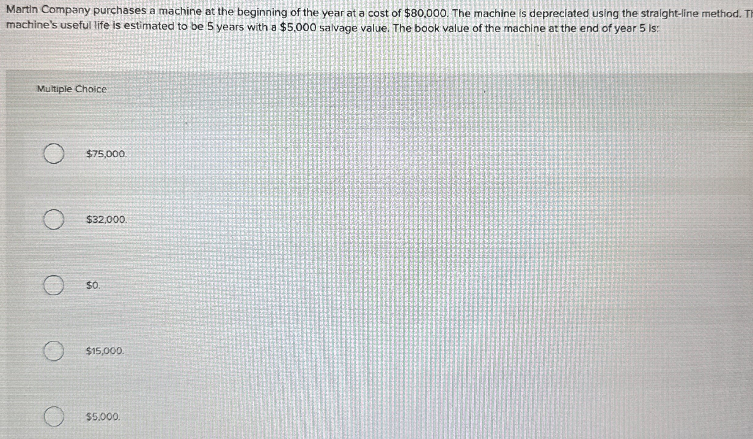 Martin Company purchases a machine at the