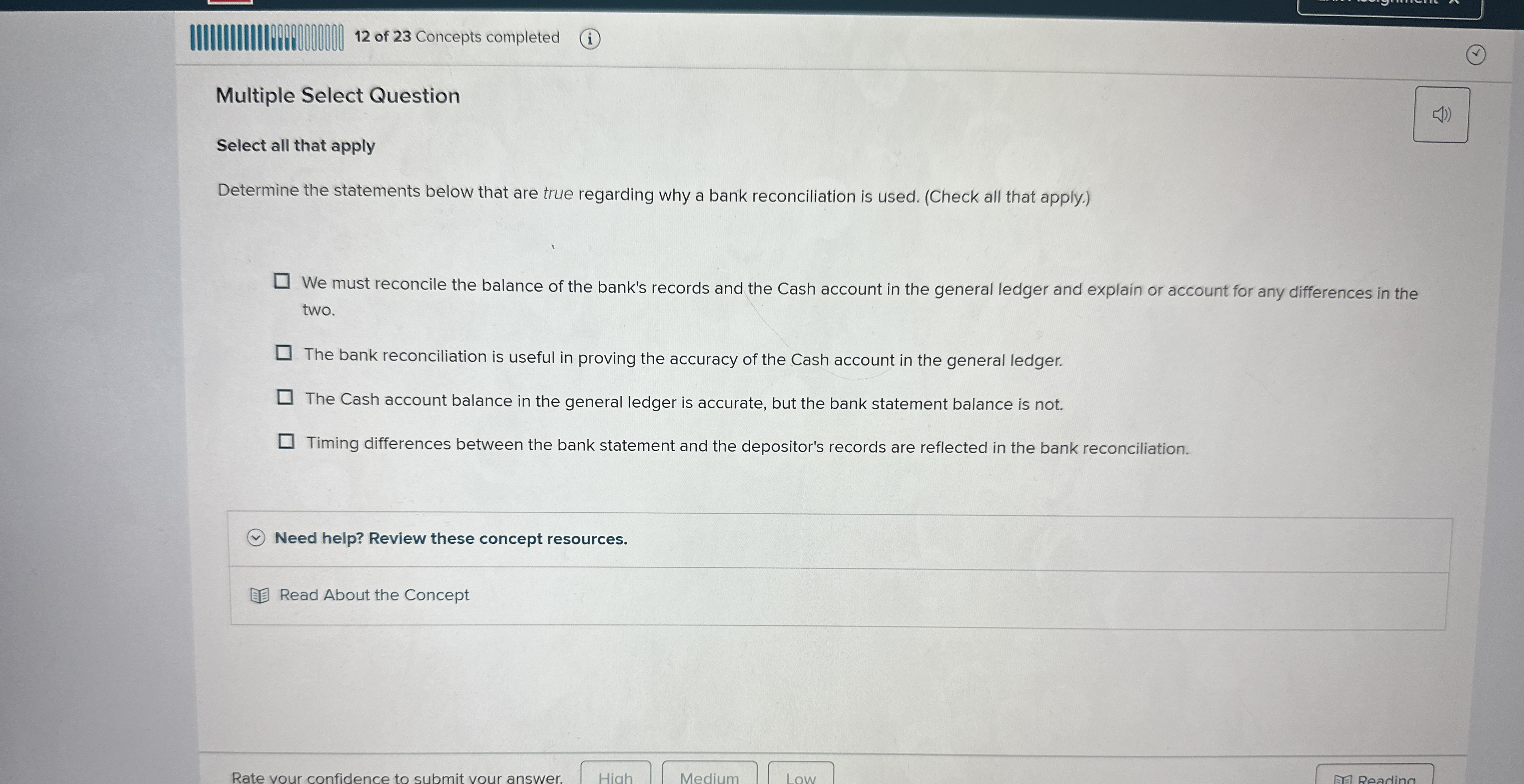 1 2 of 2 3 Concepts completed Multiple Select