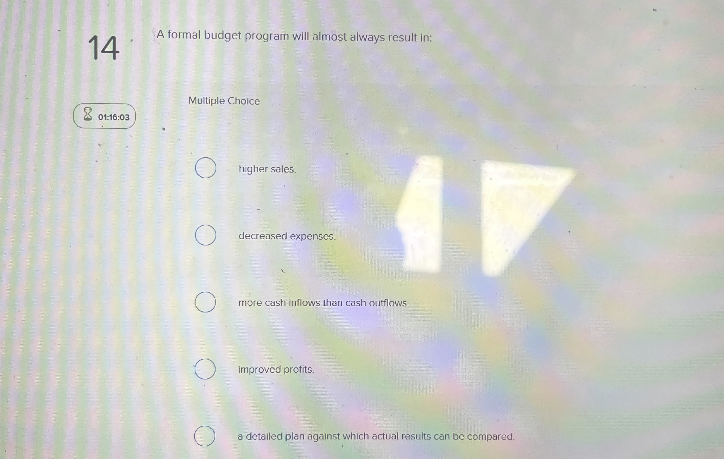 1 4 A formal budget program will almost always