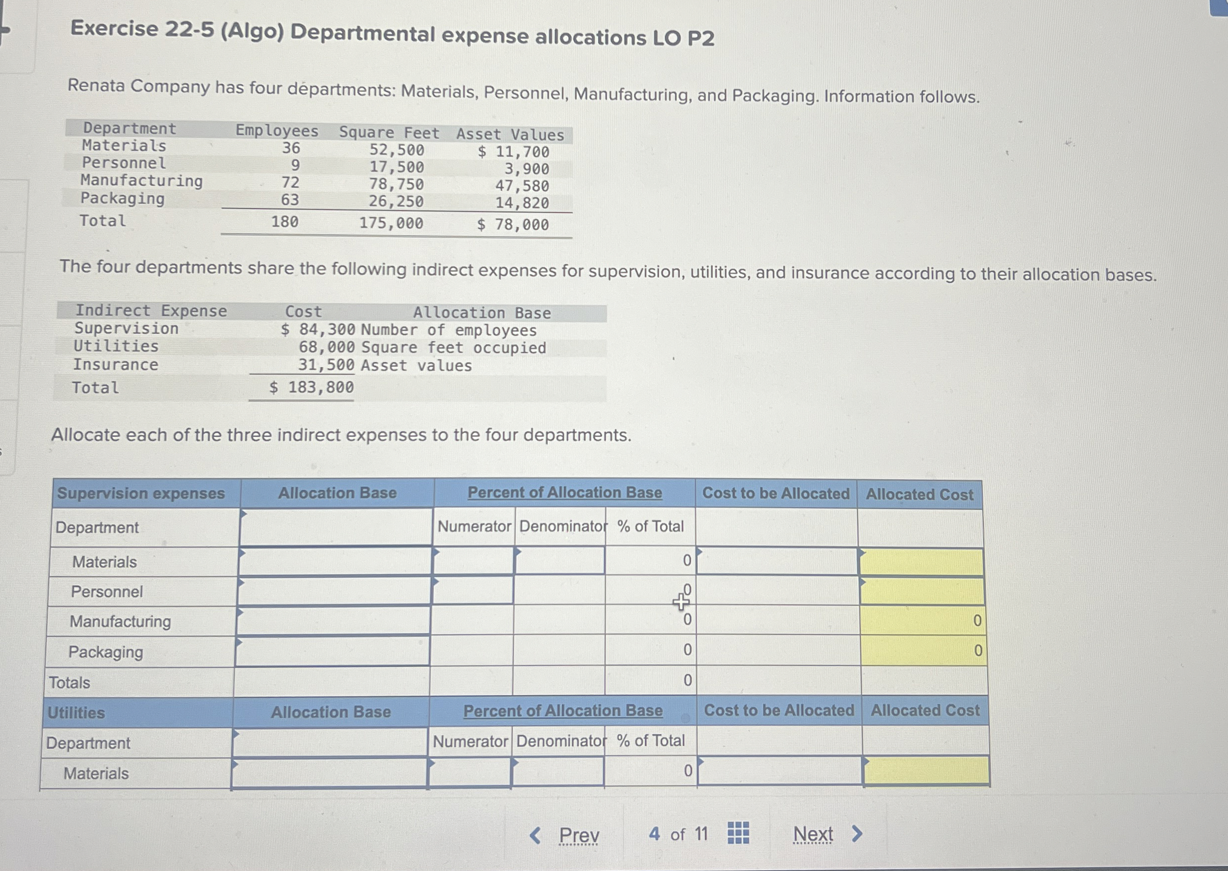 Exercise 2 2 - 5 ( Algo ) Departmental expense