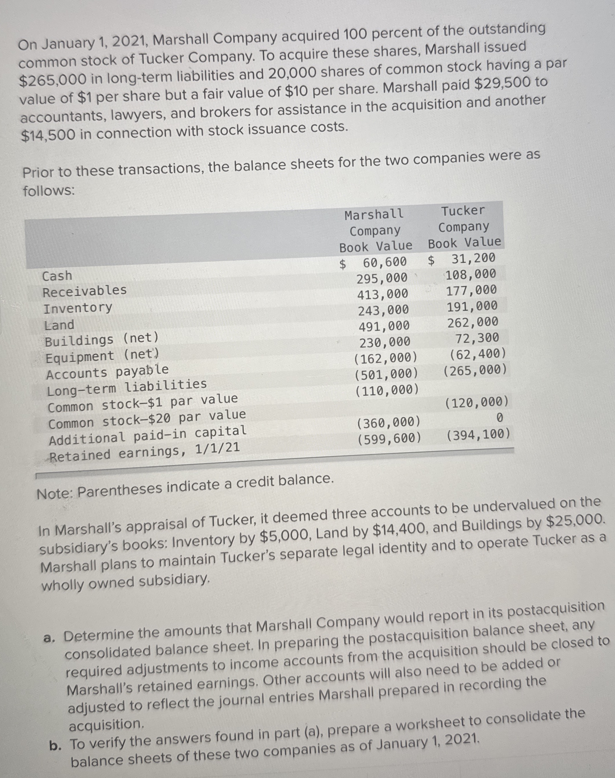On January 1 , 2 0 2 1 , Marshall Company
