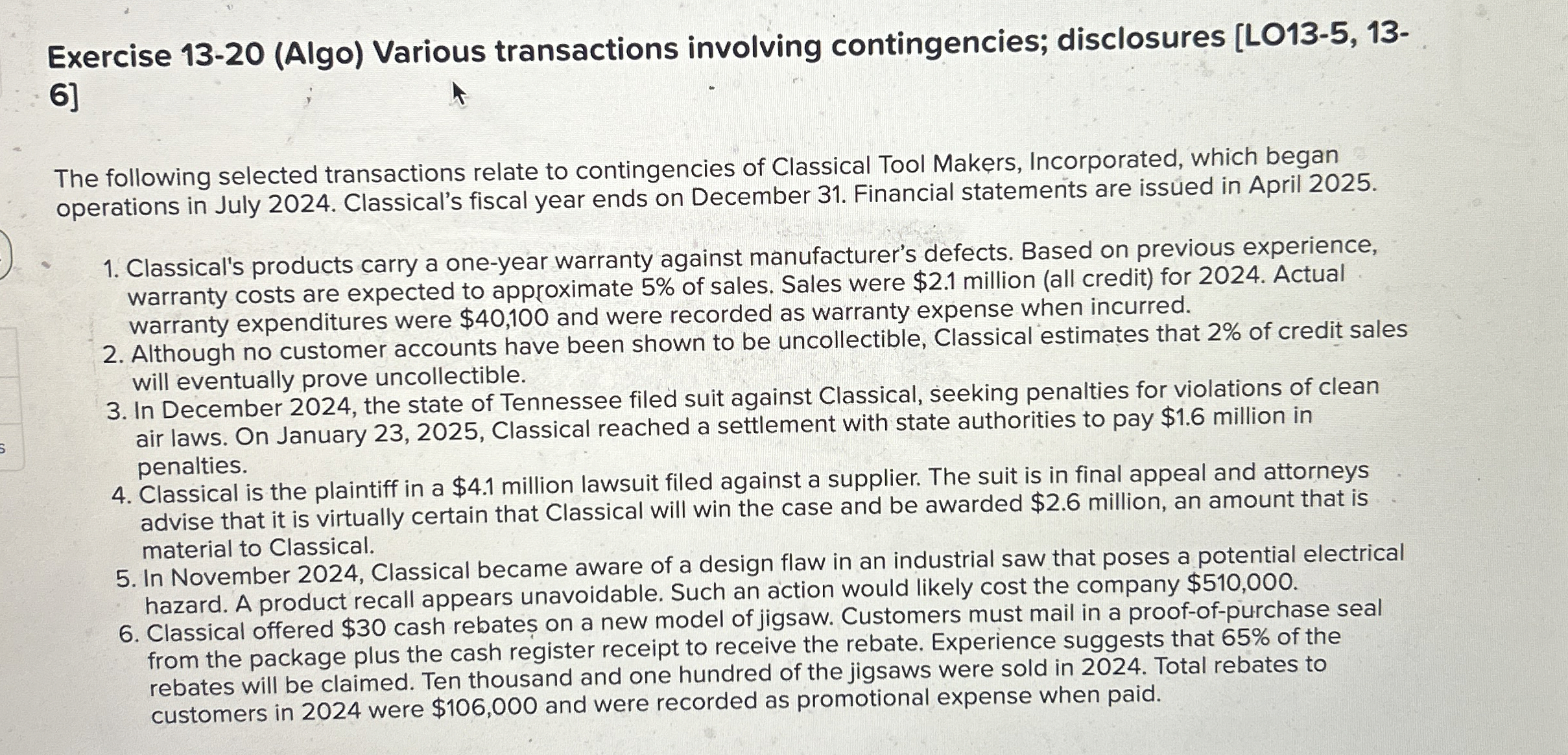 Exercise 1 3 - 2 0 ( Algo ) Various transactions