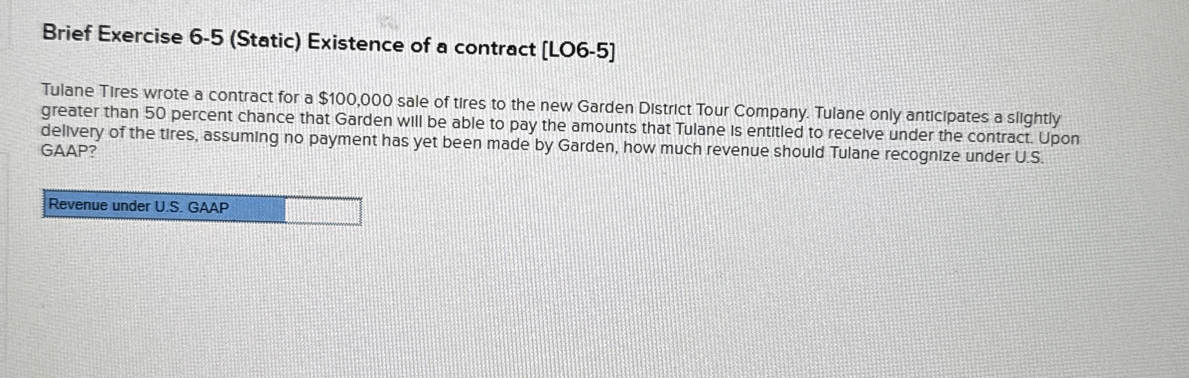 Brief Exercise 6 - 5 ( Static ) Existence of a