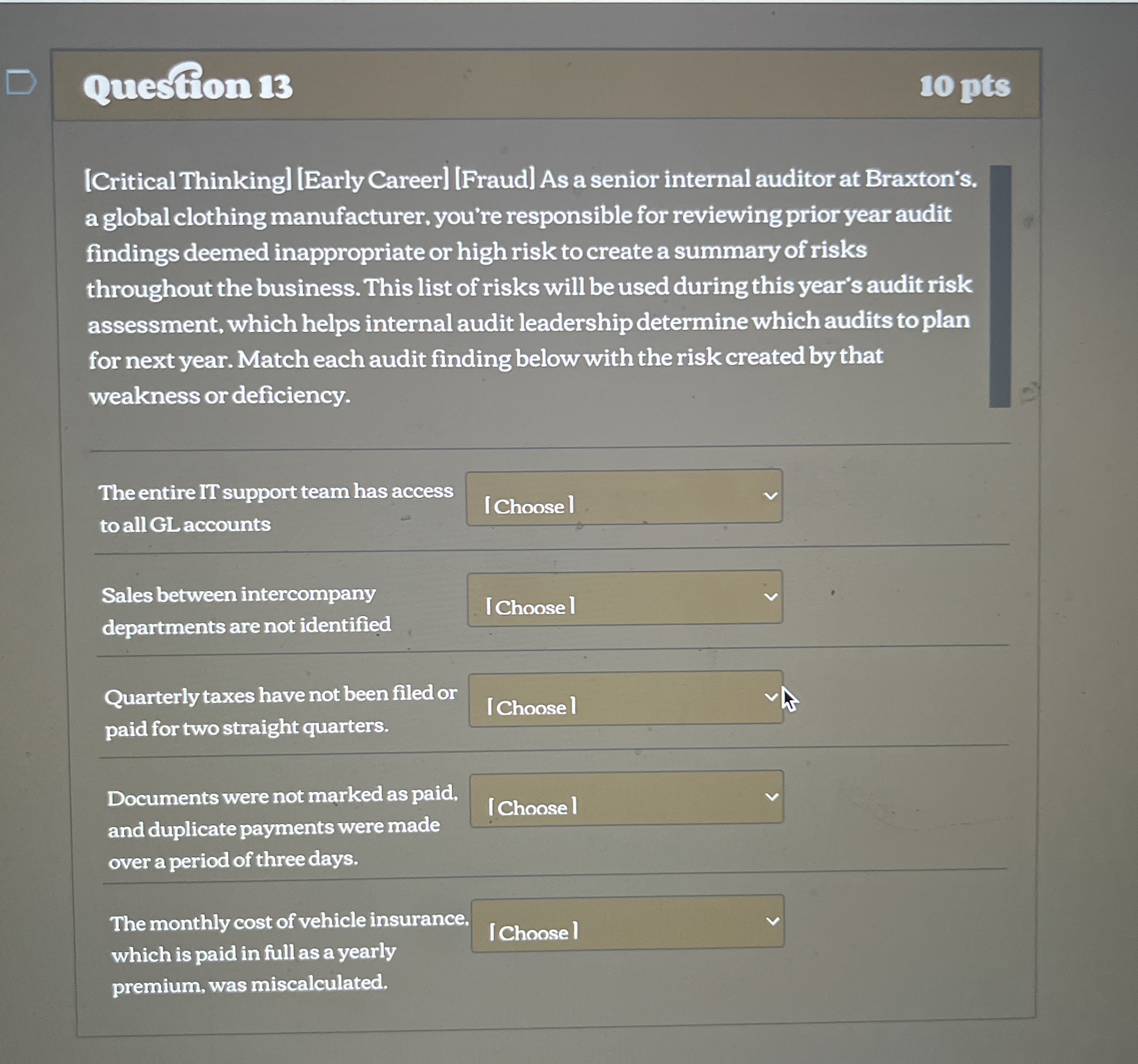 Question 1 3 1 0 pts [ Critical Thinking ] [