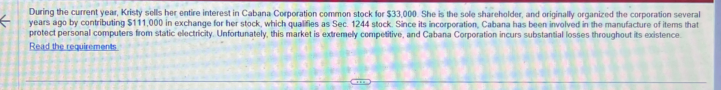During the current year, Kristy sells her entire