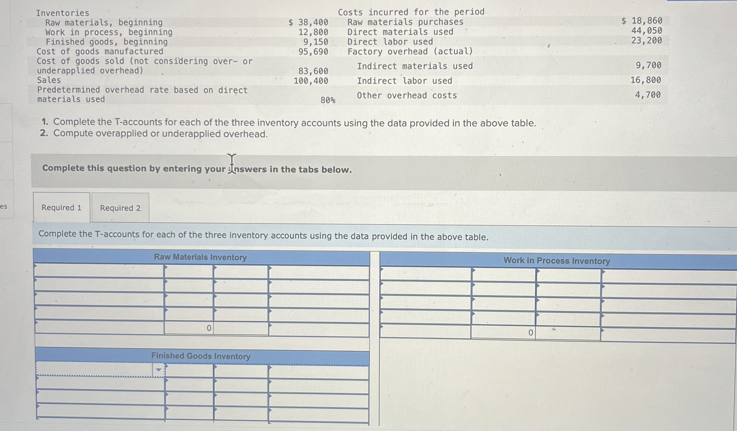 Inventories Raw materials, beginning Work in