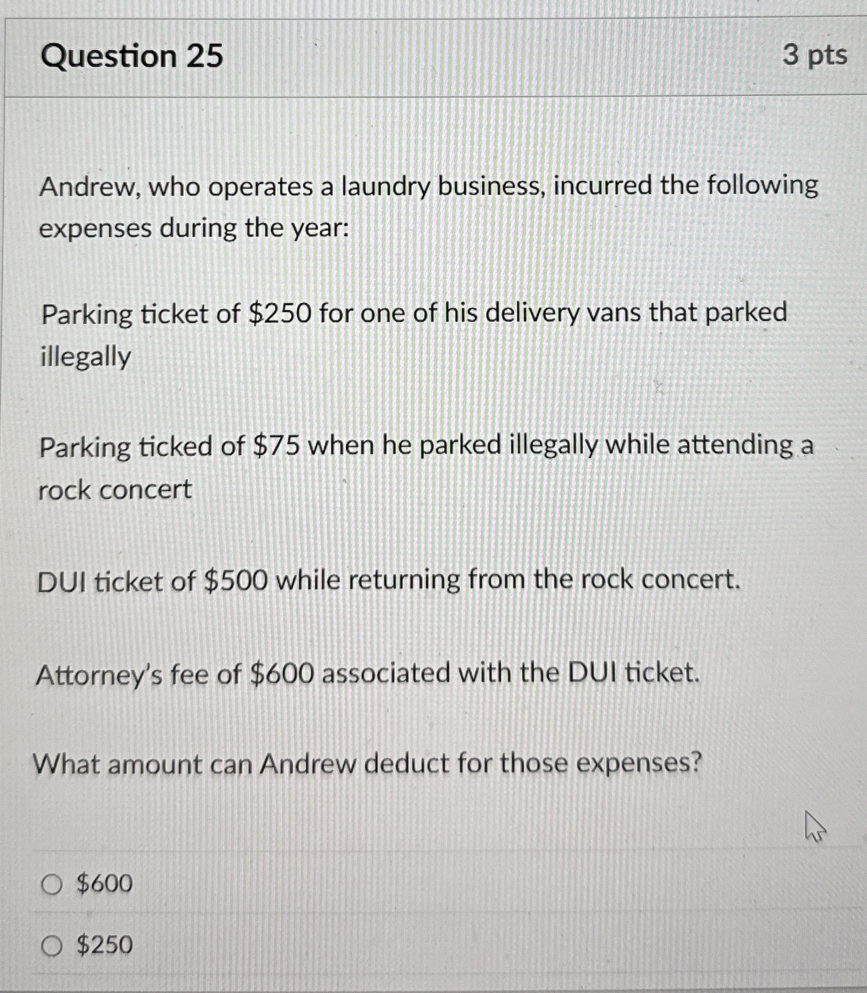 Question 2 5 3 pts Andrew, who operates a laundry