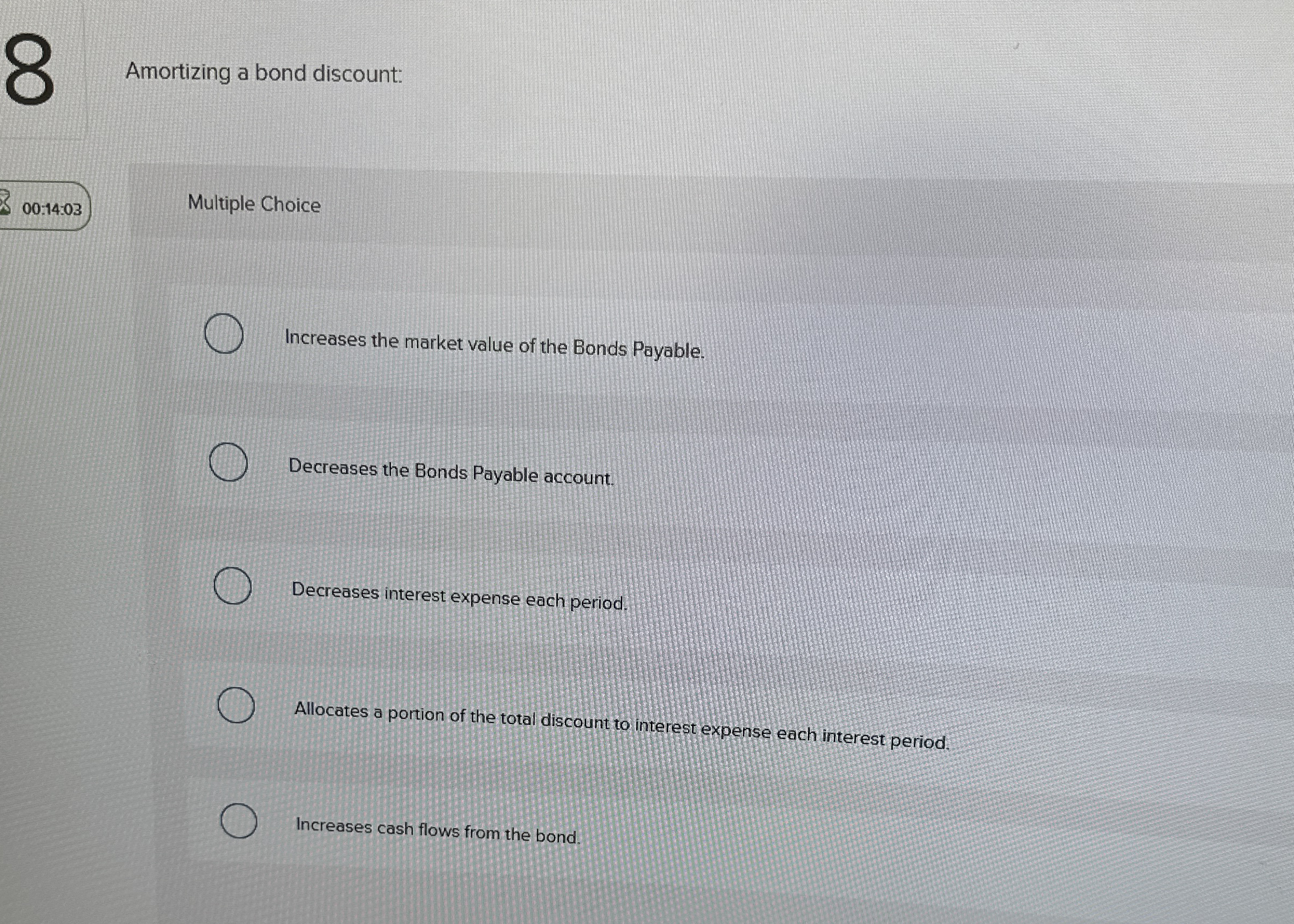 Amortizing a bond discount: 0 0 : 1 4 : 0 3