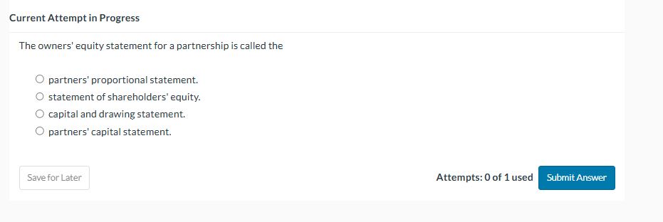Current Attempt in Progress The owners' equity