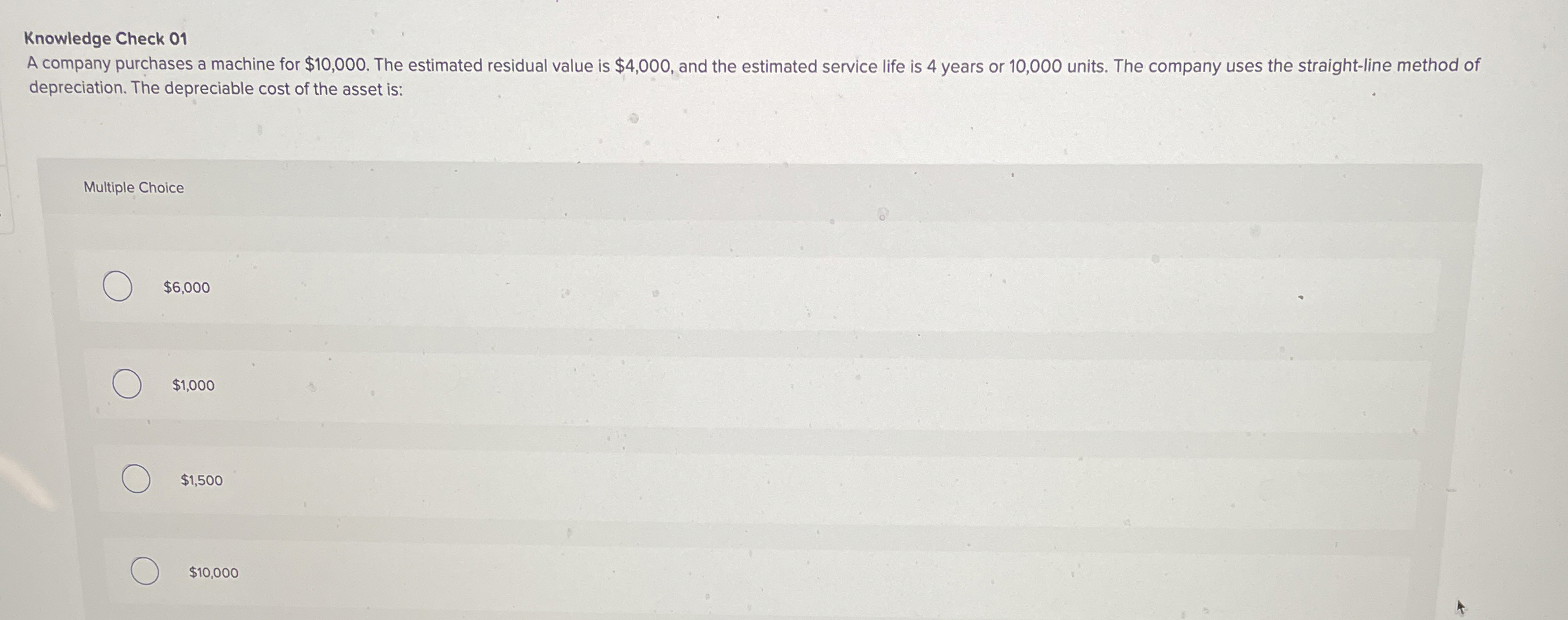 Knowledge Check 0 1 A company purchases a machine