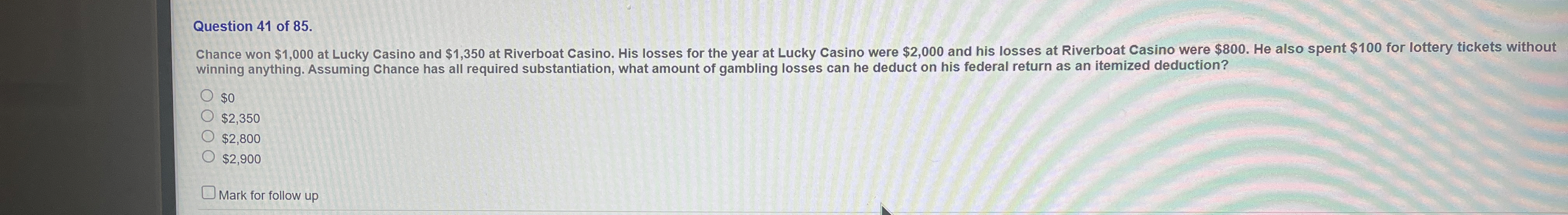 Question 4 1 of 8 5 . winning anything. Assuming
