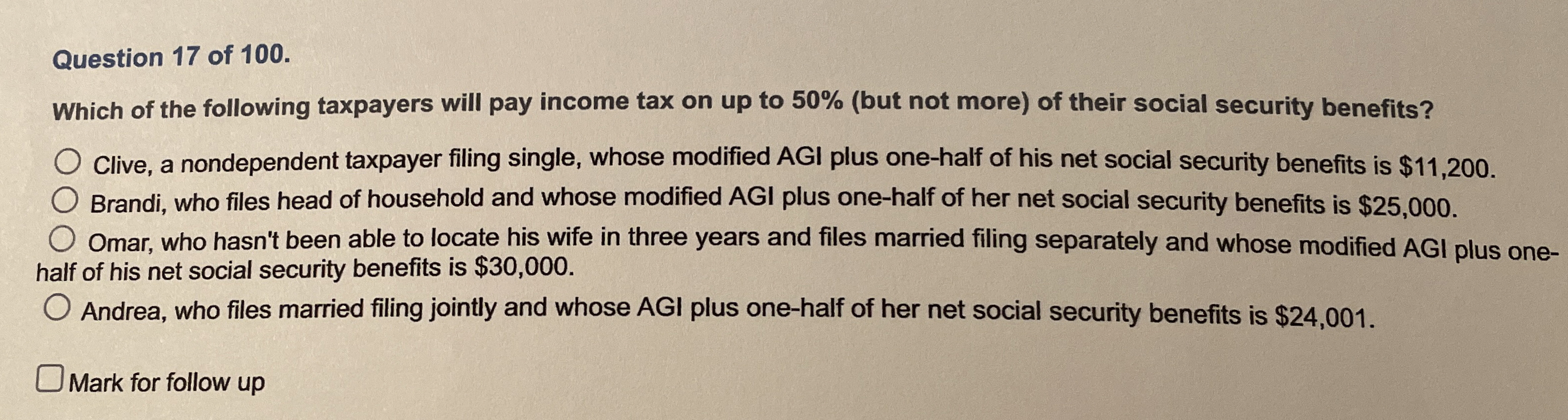 Question 1 7 of 1 0 0 . Which of the following