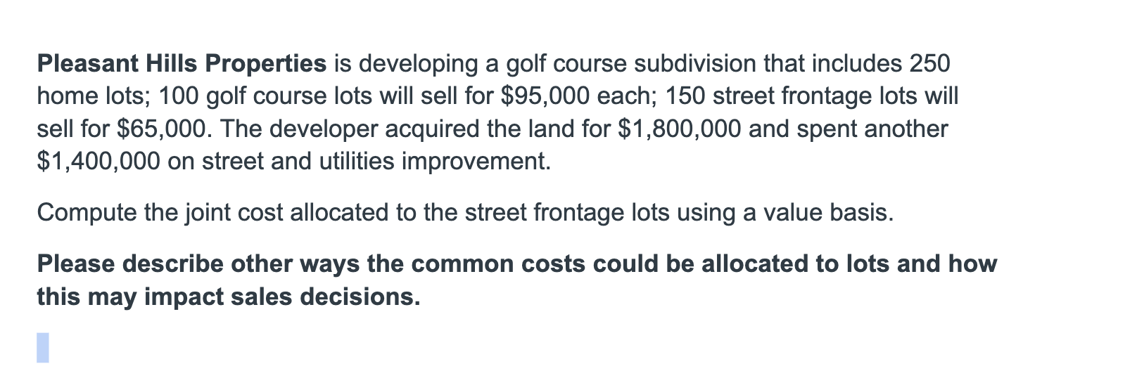 Pleasant Hills Properties is developing a golf