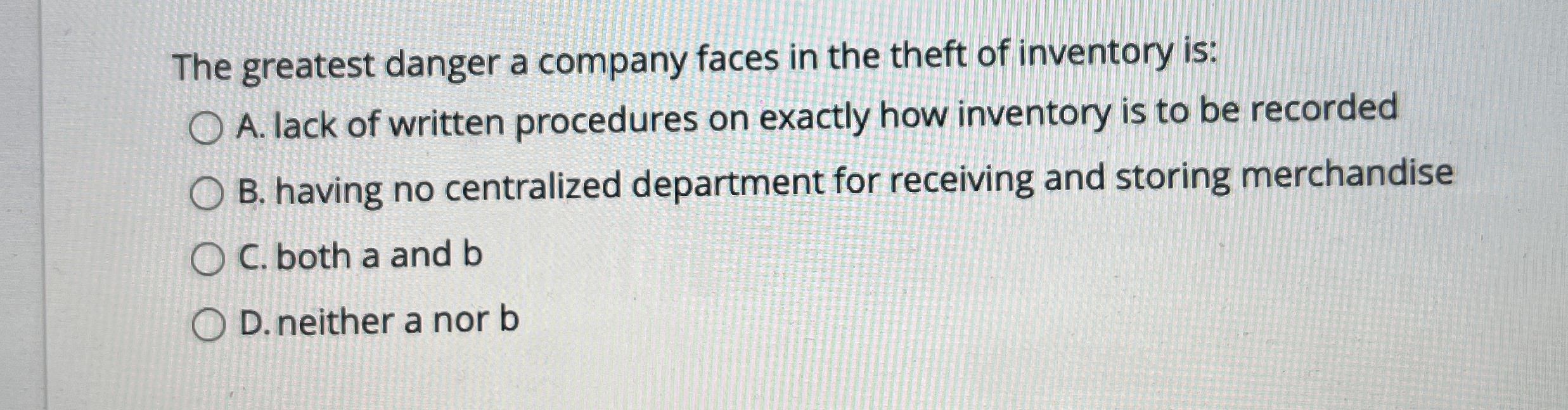 The greatest danger a company faces in the theft