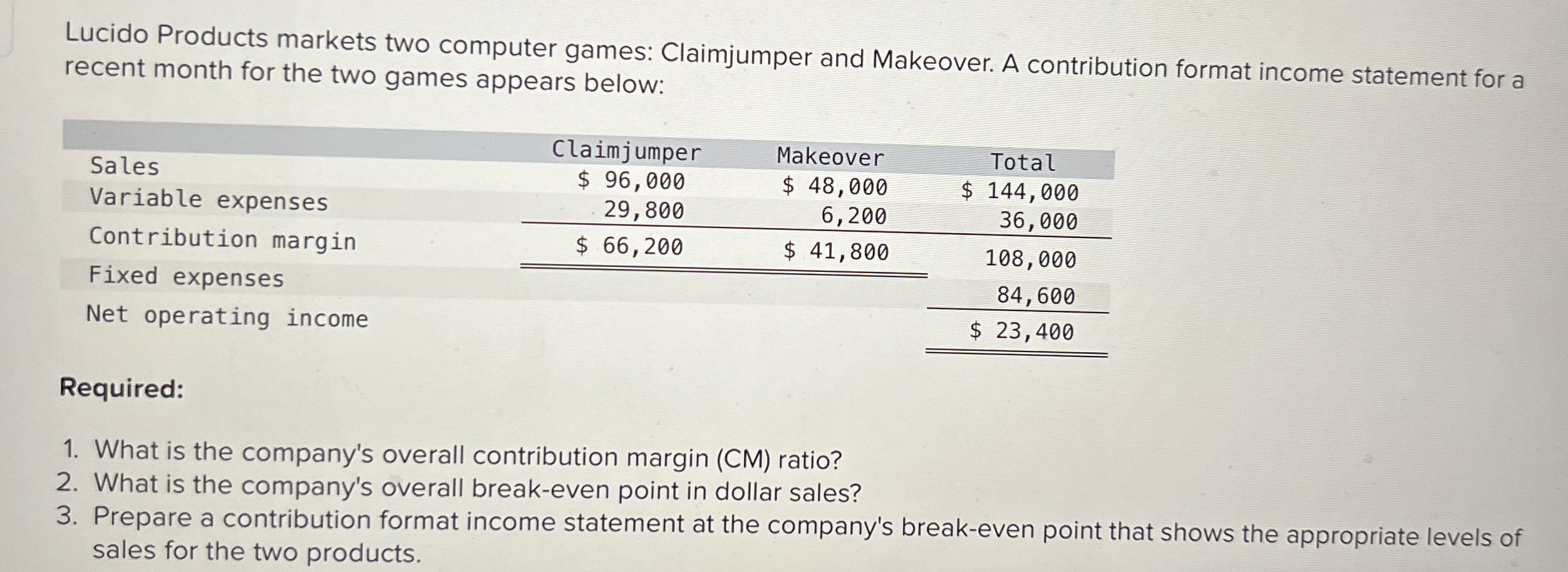 Lucido Products markets two computer games: