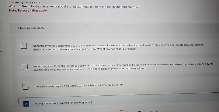 Nnowieage cneck ui Which of the following