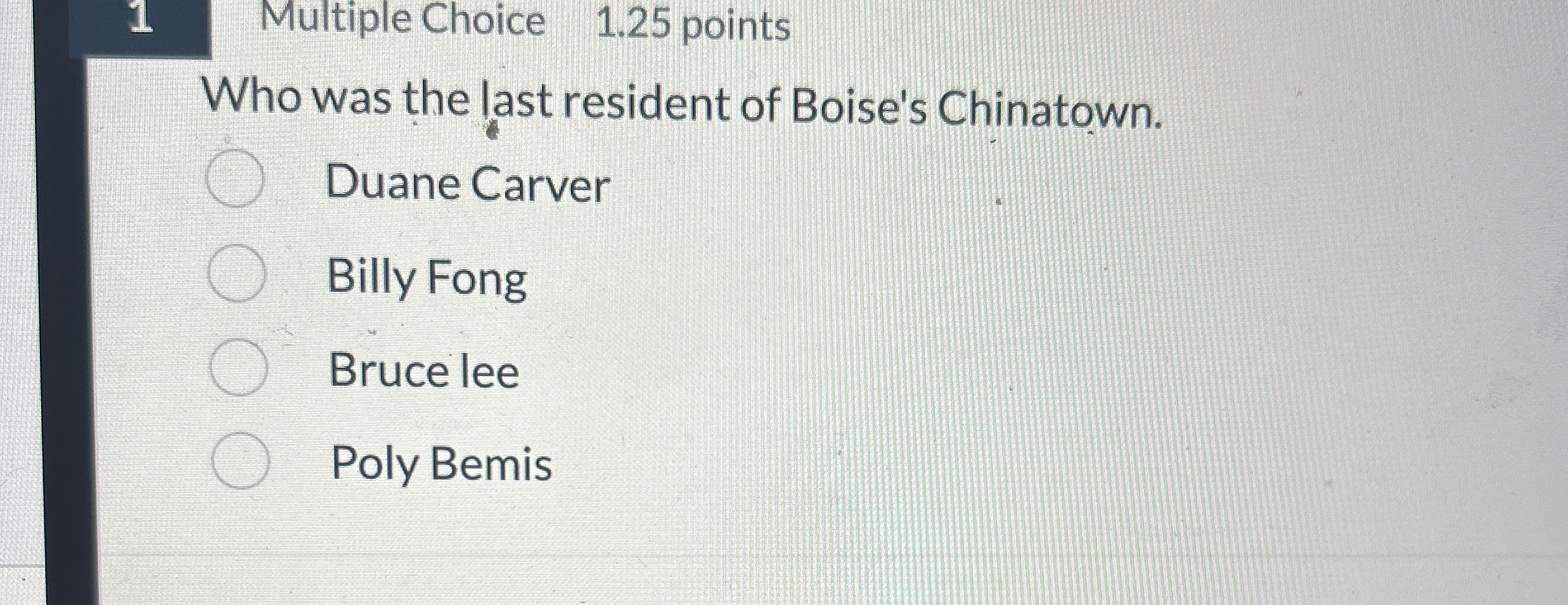 1 Multiple Choice 1 . 2 5 points Who was the last