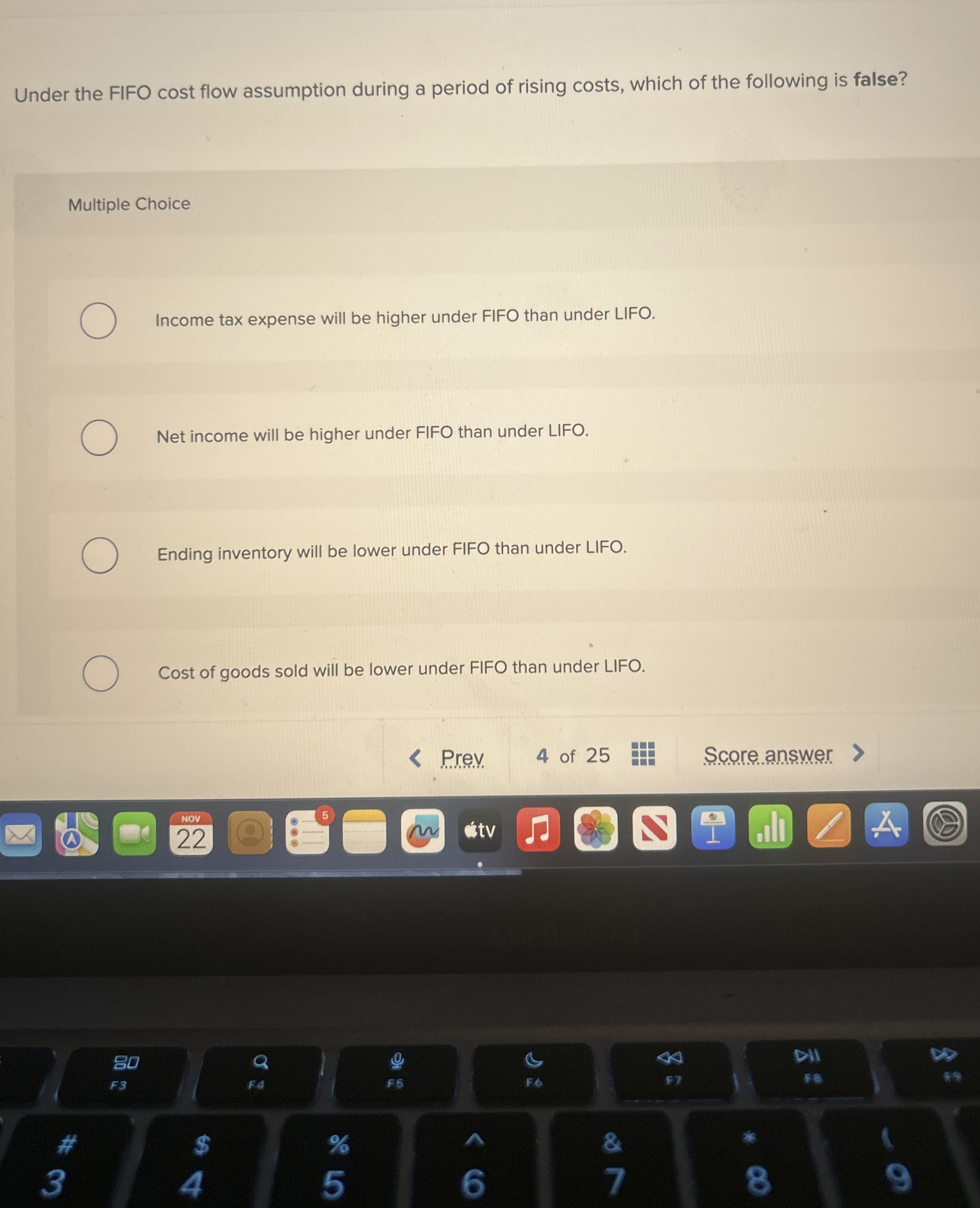 Under the FIFO cost flow assumption during a