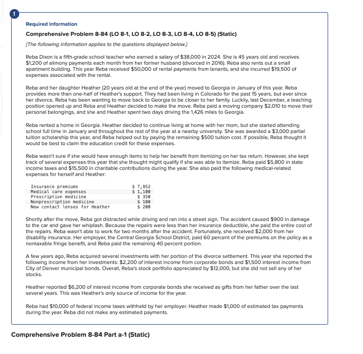 Required information Comprehensive Problem 8 - 8