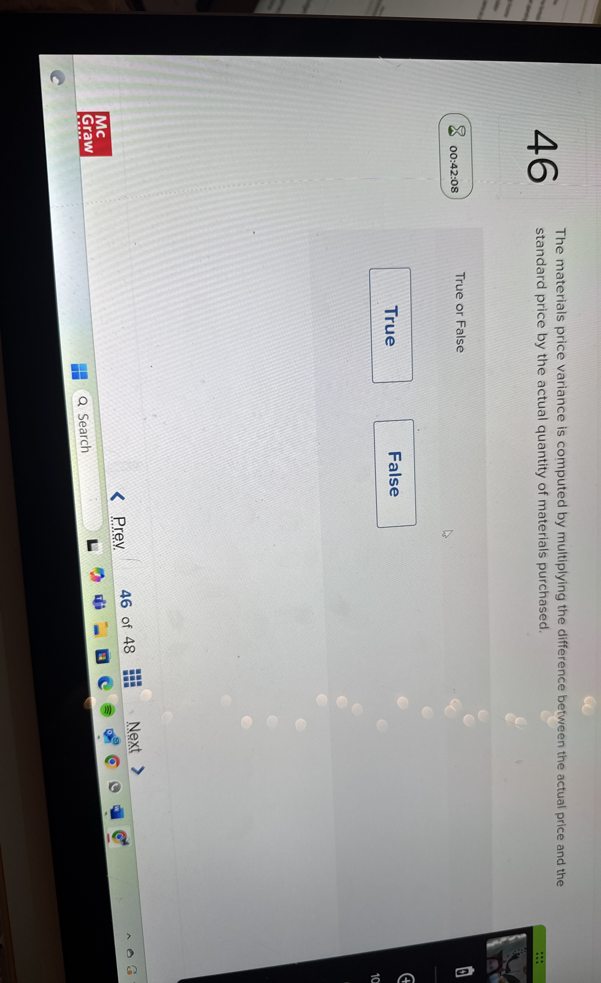 4 6 The materials price variance is computed by