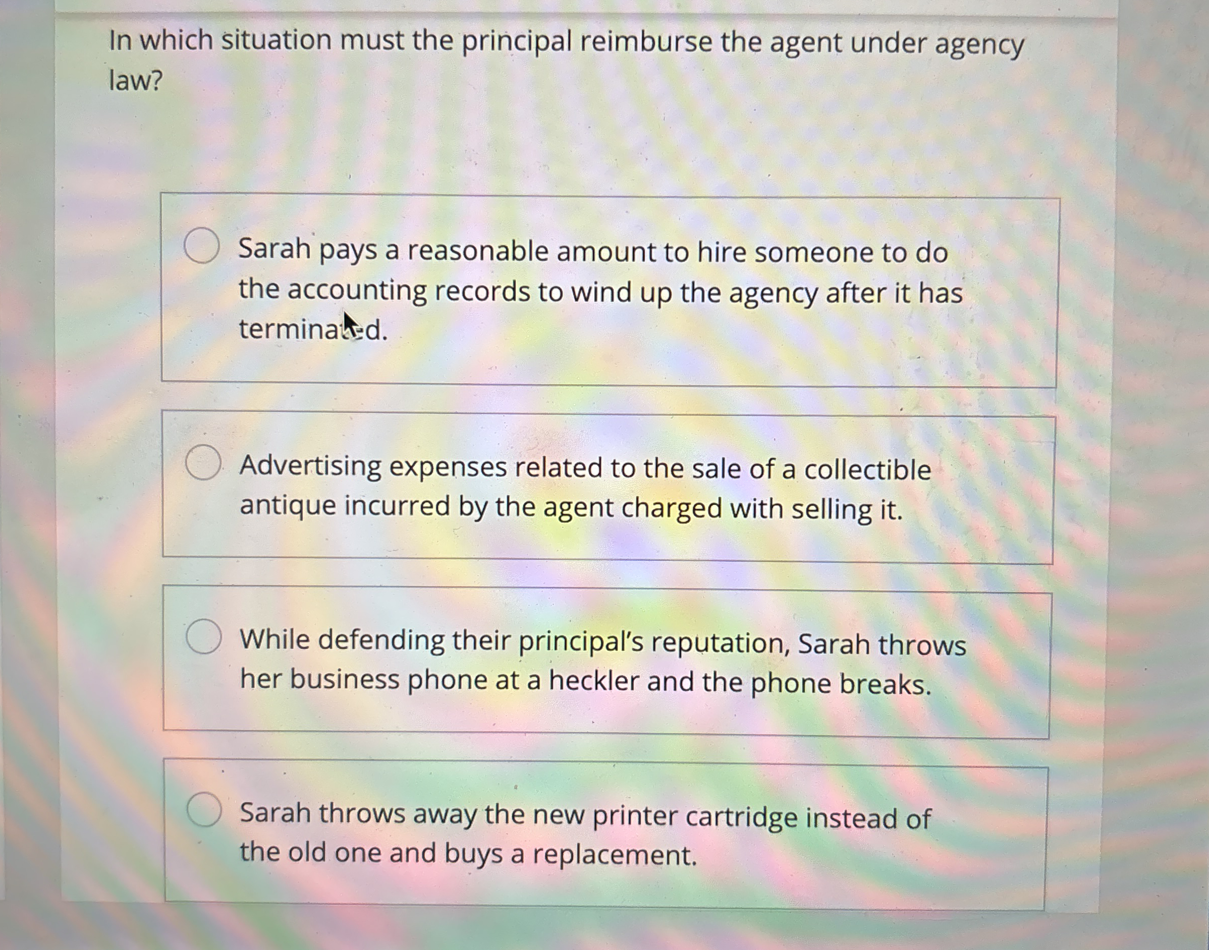 In which situation must the principal reimburse