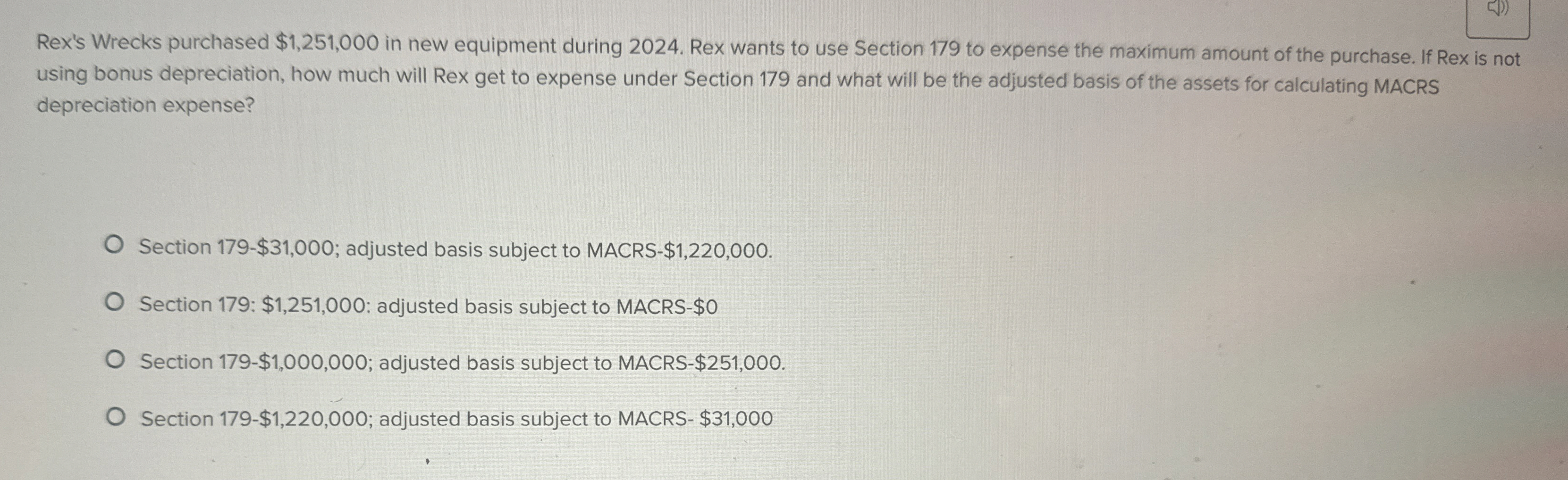 Rex's Wrecks purchased $ 1 , 2 5 1 , 0 0 0 in new