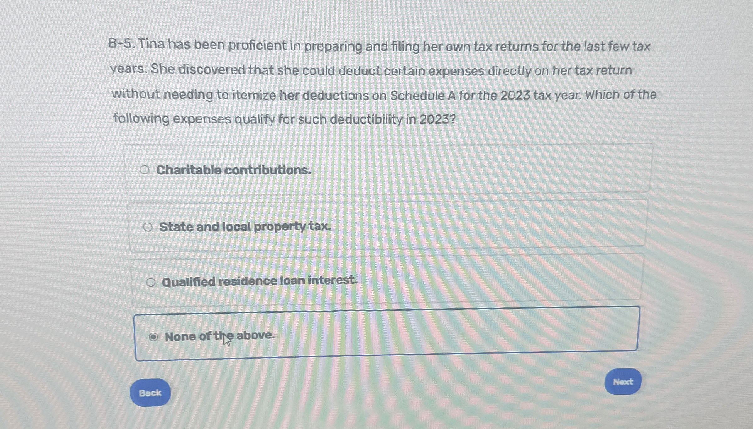 B - 5 . Tina has been proficient in preparing and