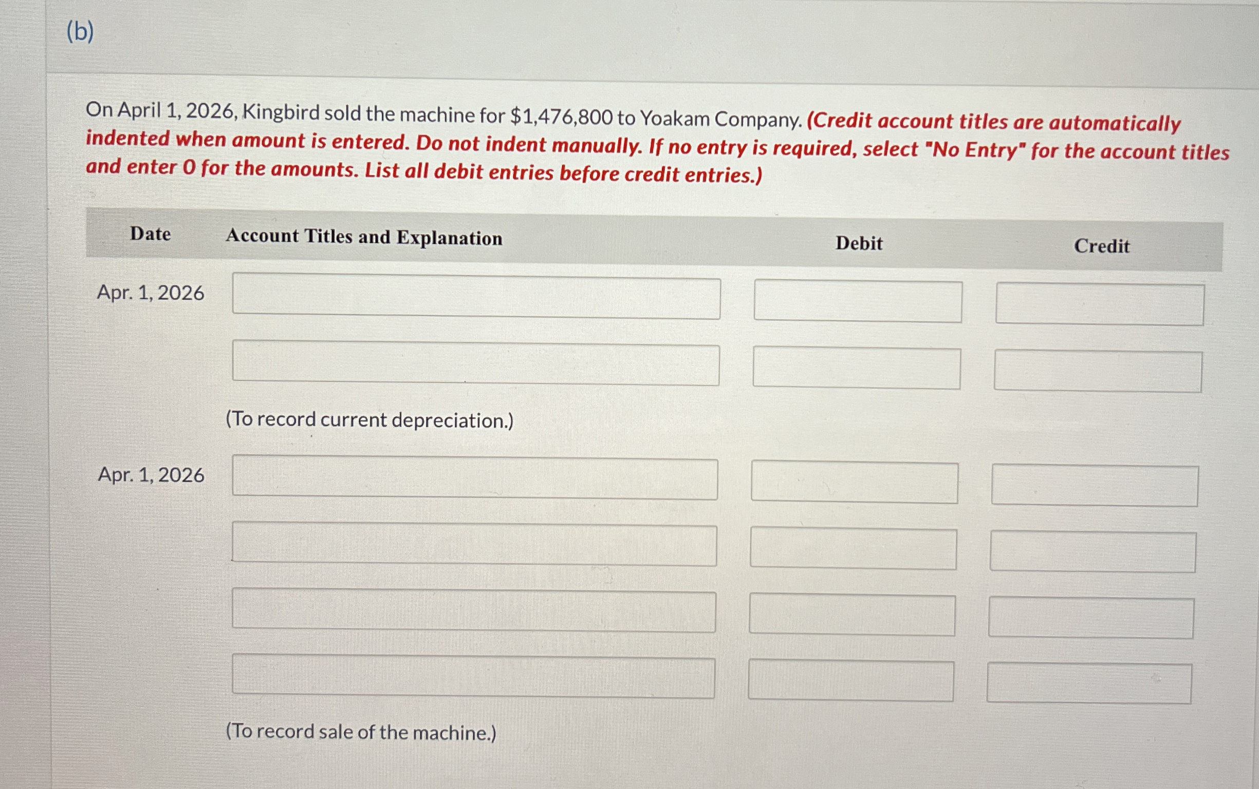 On April 1 , 2 0 2 6 , Kingbird sold the machine