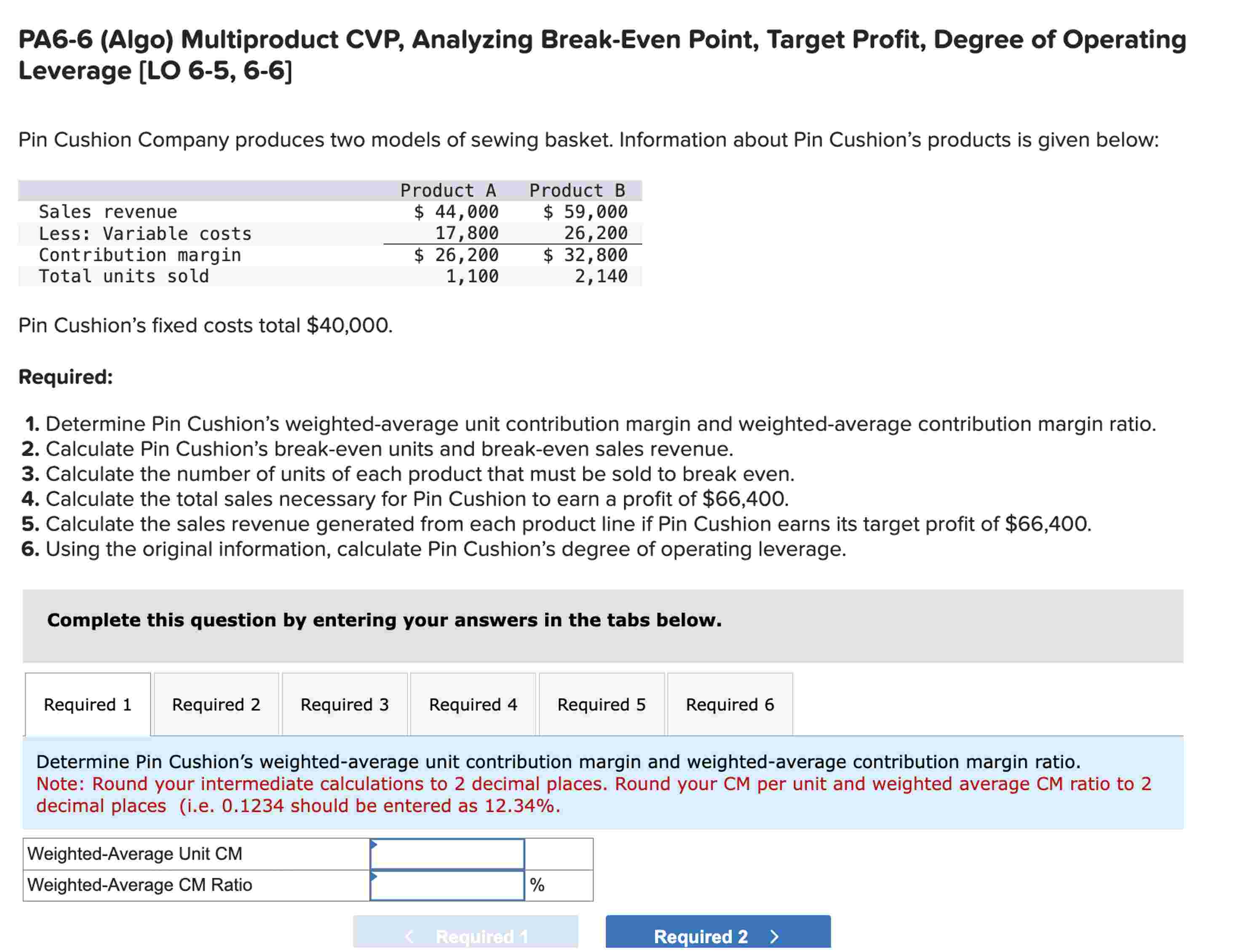 PA 6 - 6 ( Algo ) Multiproduct CVP , Analyzing