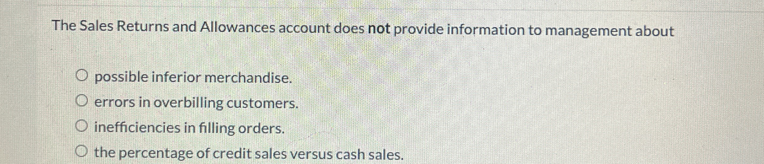 The Sales Returns and Allowances account does not