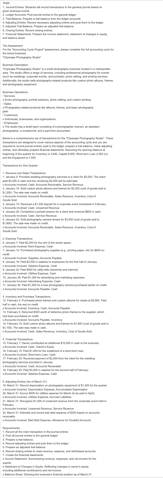 Please help with this: The Assessment Please