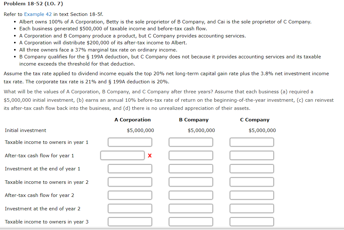 Problem 1 8 - 5 2 ( LO . 7 ) Refer to Example 4 2