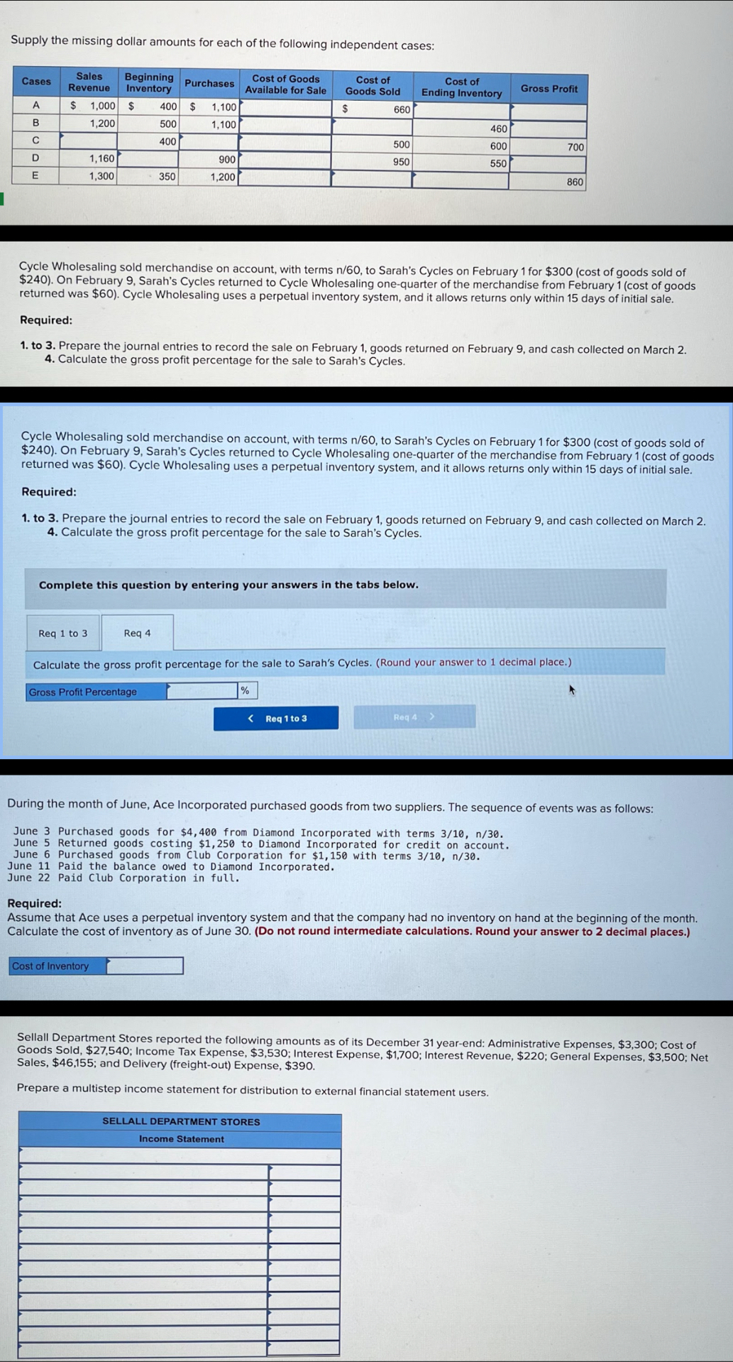 accounting practice problem