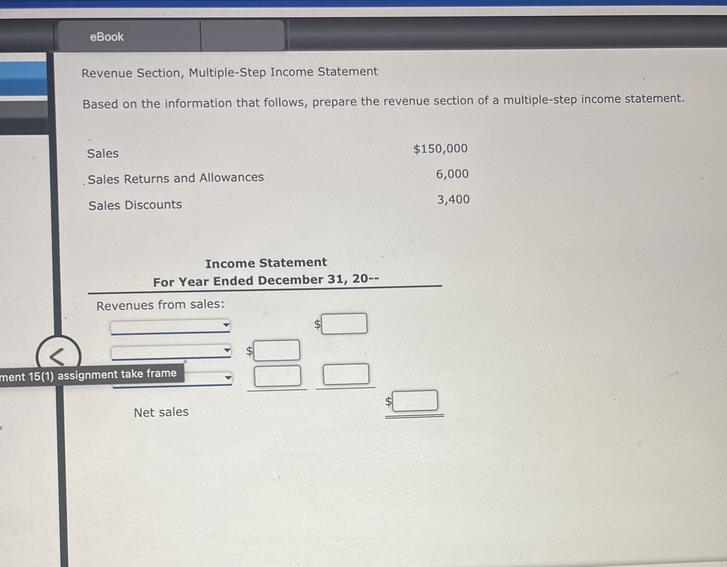 eBook Revenue Section, Multiple - Step Income