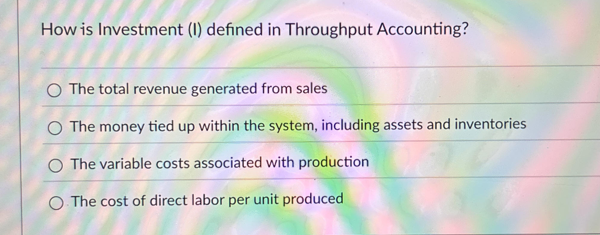 How is Investment ( I ) defined in Throughput